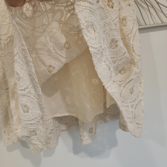 BB Dakota Fit and Flare Lace Crochet Sleeveless Mini Skater Dress Ivory Size 0 - Picture 8 of 14